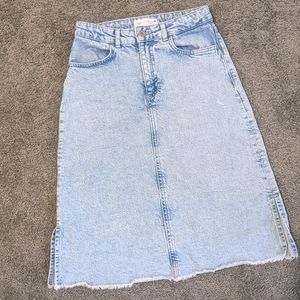Zara girls midi jean skirt